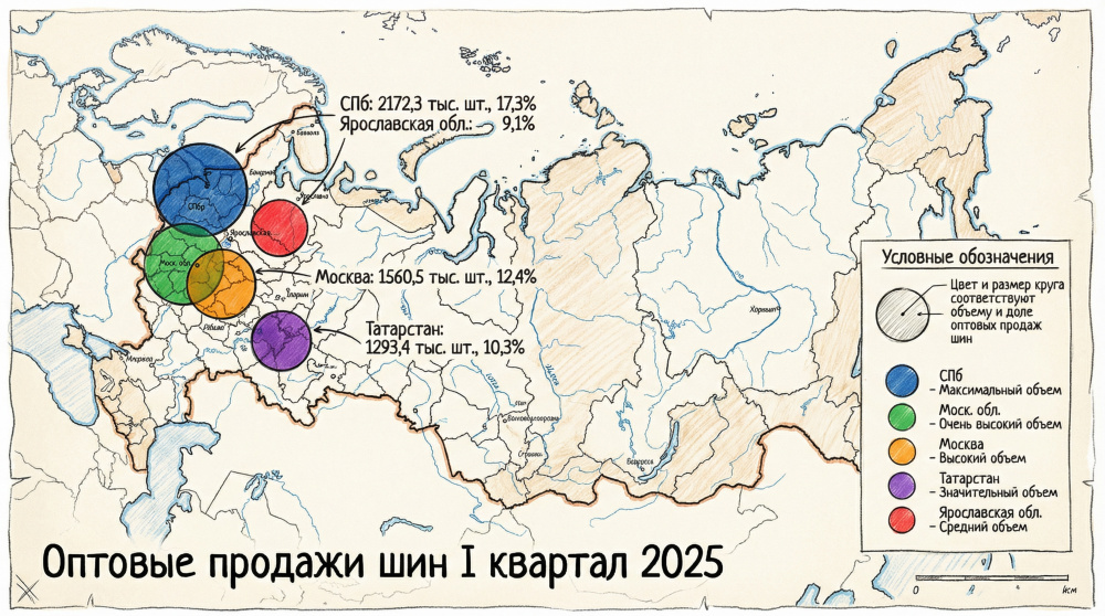 Санкт-Петербург — 2172,3 тысячи штук, что составляет 17,3% от общероссийского рынка