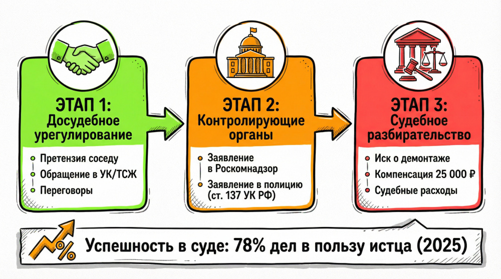 Последовательное прохождение трёх этапов защиты прав обеспечивает максимальную вероятность успешного разрешения конфликта