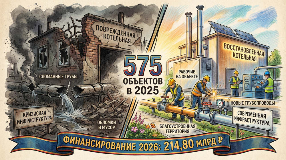 Восстановление коммунальной инфраструктуры на новых территориях идёт в условиях продолжающихся боевых действий: объекты нередко повреждаются повторно после ремонта